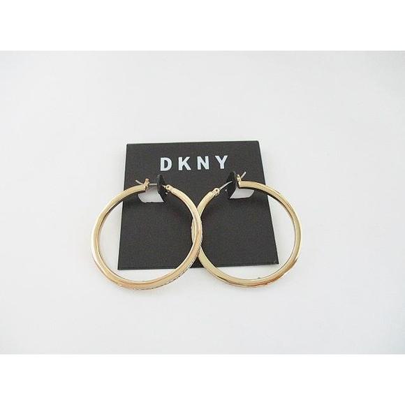 Jewelry - DKNY Gold and CZ hoop earrings